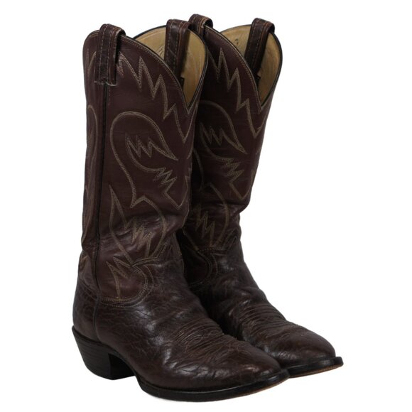 Hondo Brown Leather Cowboy Western Boots Retro Stitch Vintage US Made Men 7.5 EE - Picture 2 of 11